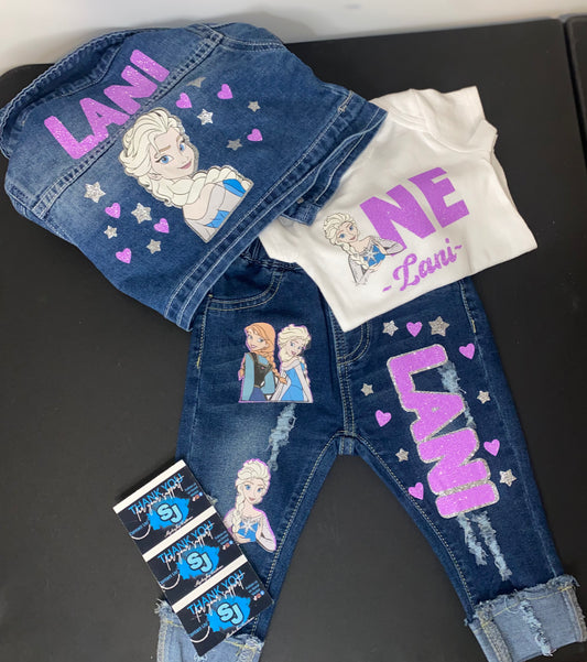 Girls Jeans, Jacket & T-Shirt